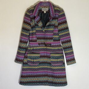 Nick & Mo Coat Womens Small Multicolor Pockets Retro Boho Aztec Anthropologie S